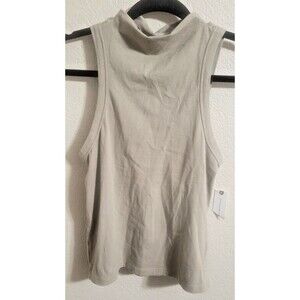 NWT Pilcro Anthropologie Tank Top Small High Neck Racer Back Strappy Taupe Sport